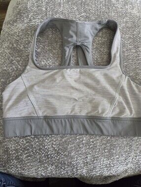 lululemon athletica Light Gray Striped Racerback Sports Bra